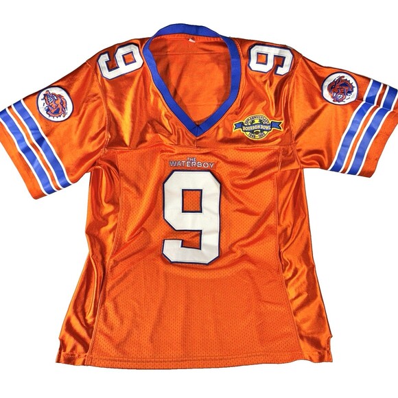 Waterboy Bobby Boucher #9 Mud Dogs 50th Bourbon Bowl Orange Football Jersey - Picture 1 of 12